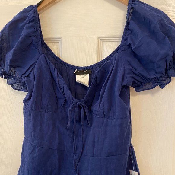 Juniors' B. Smart Blue Ruffled Milkmaid Mini Dress - Size 7 - Picture 4 of 5